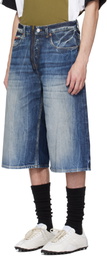 Martine Rose Blue Zip Denim Shorts