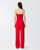 Pinko Elegant Bustier Jumpsuit With Wide Leg Trousers Lively Red