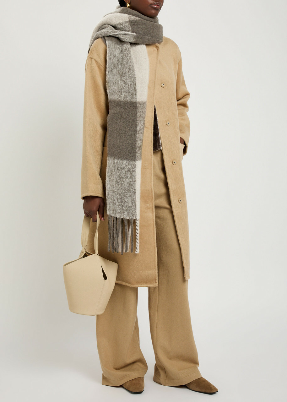 Eileen Fisher Boucle Cloud Checked Alpaca-blend Scarf - Brown - One Size
