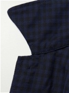 Barena - Visal Checked Crinkled Wool-Blend Overshirt - Blue