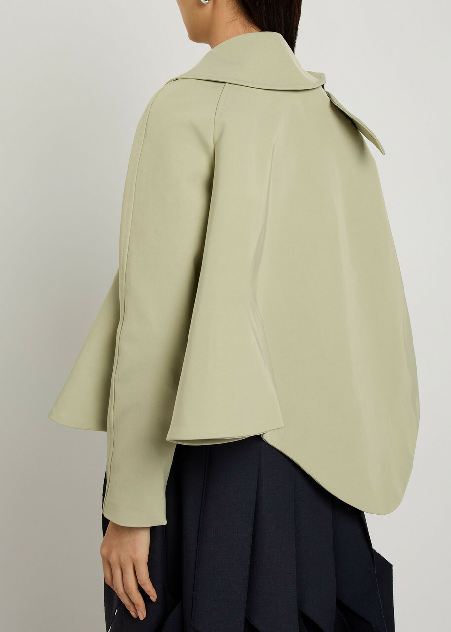 A.W.A.K.E Mode Asymmetric Gabardine Trench Jacket Khaki