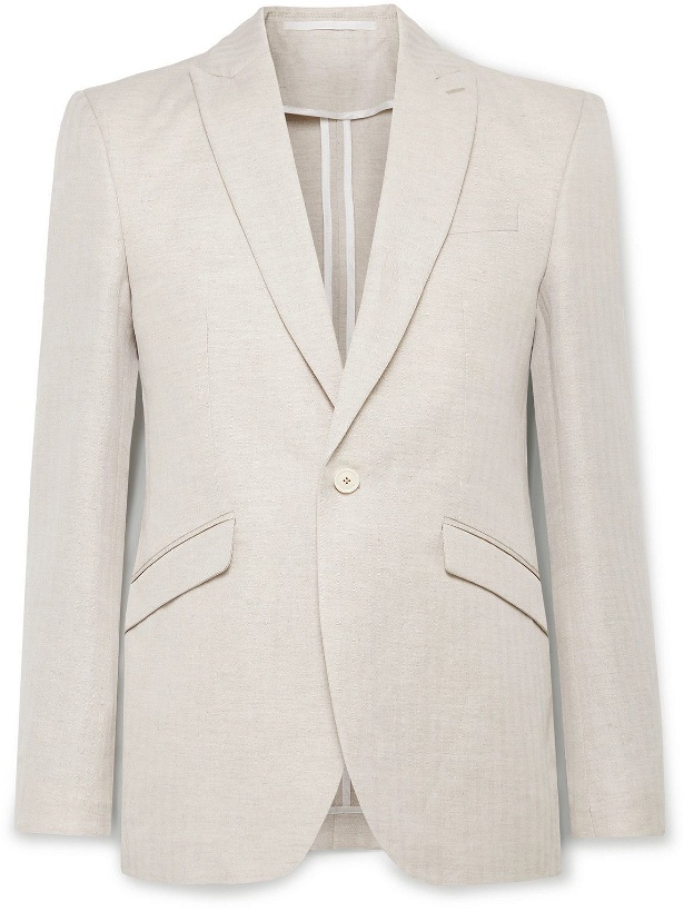 Photo: Favourbrook - Ebury Slim-Fit Herringbone Cotton and Linen-Blend Suit Jacket - Neutrals
