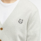 Maison Kitsuné Men's Bold Fox Head Patch Cardigan in Light Grey Melange