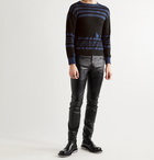 MAISON MARGIELA - Embroidered Striped Knitted Sweater - Black