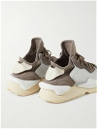 Y-3 - Kaiwa Neoprene-Trimmed Full-Grain Leather Sneakers - Gray