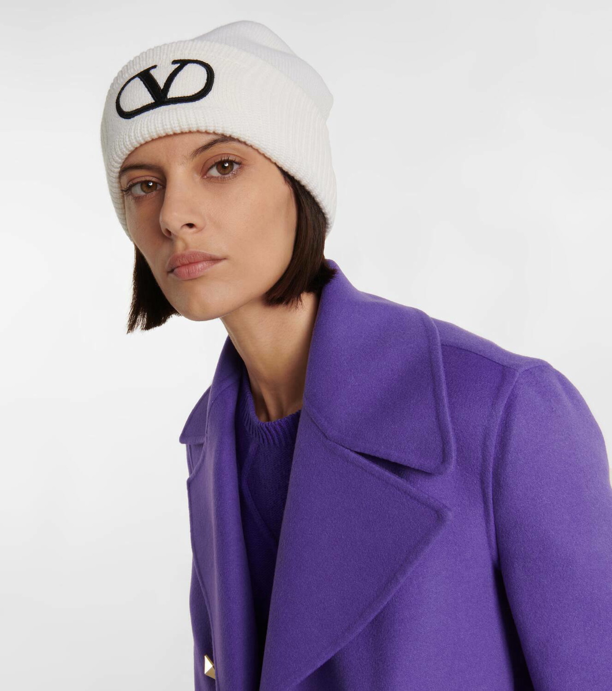 Valentino VLogo embroidered wool beanie