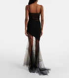 Nensi Dojaka Asymmetric draped sheer maxi dress