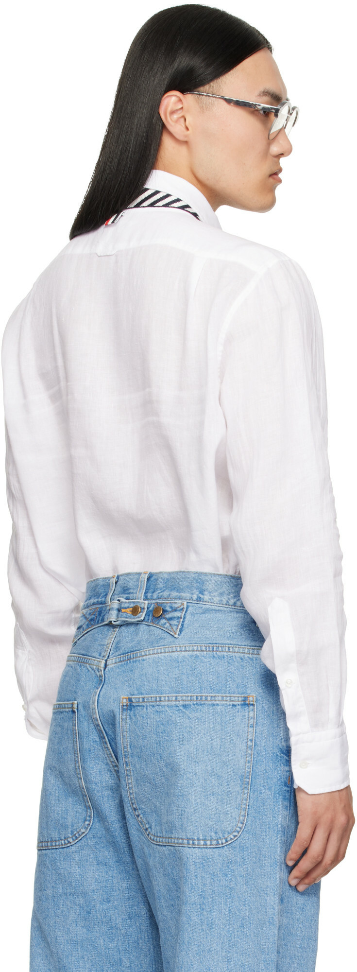 Thom Browne White Linen 4-Bar Shirt