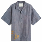 Story mfg. Men's Greetings Embroidered Vacation Shirt in Purple Herb
