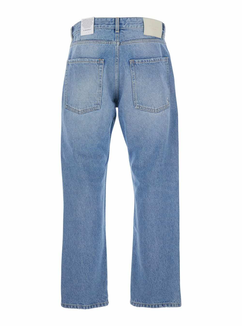 Icon Denim Light Blue Jeans With Logo Patch On The Rear In Denim Man