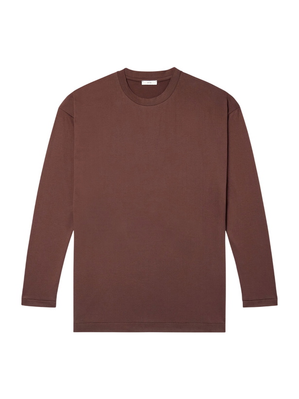 Photo: ATON - Cotton-Jersey T-Shirt - Brown