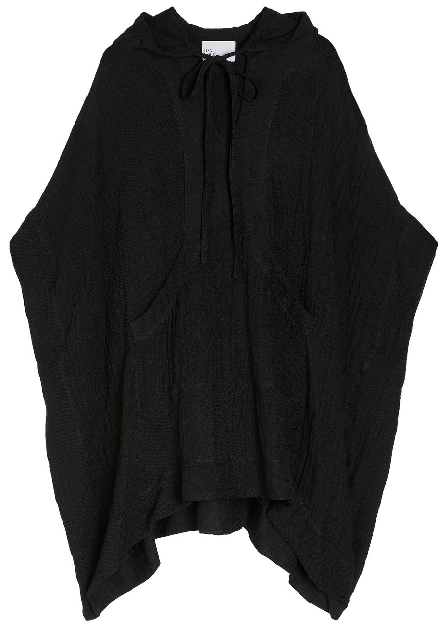 Lisa Marie Fernandez Hooded Linen-blend Beach Poncho Black