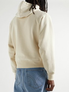 AMI PARIS - Logo-Embroidered Organic Cotton-Jersey Hoodie - Neutrals