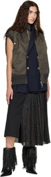 sacai Black Leopard x Suiting Midi Skirt