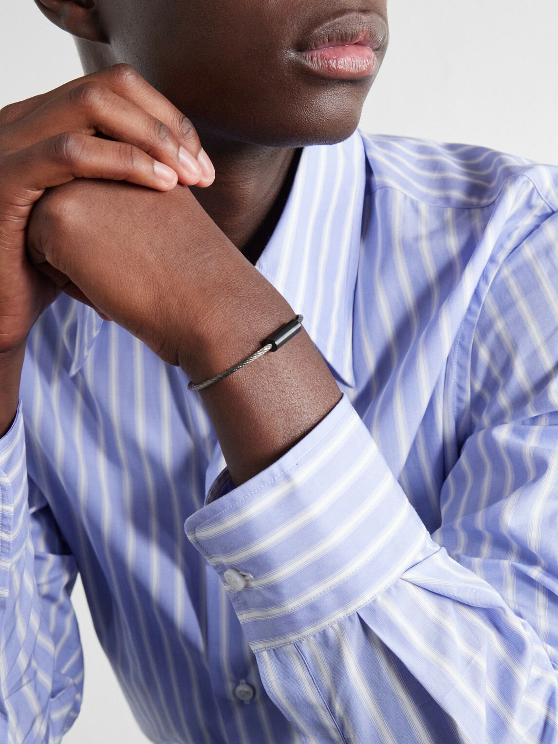 Le Gramme - 7g Brushed Sterling Silver and Ceramic Cable Bracelet - Black