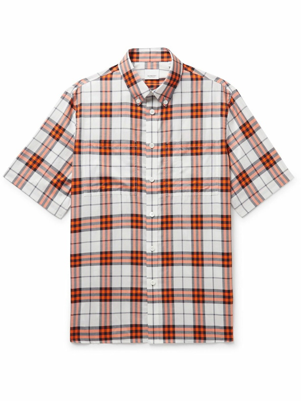 Photo: Burberry - Button-Down Collar Checked Cotton-Twill Shirt - Red