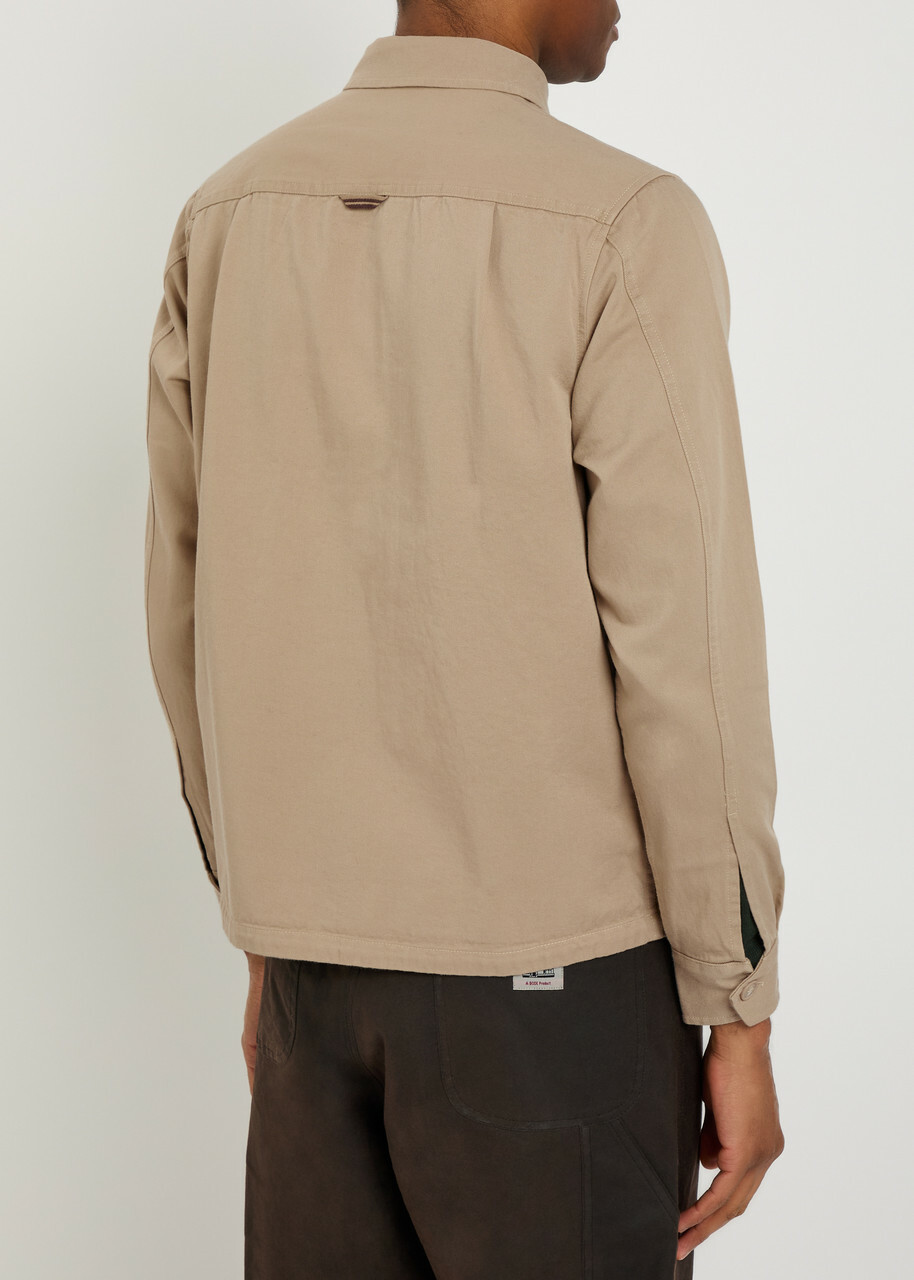 Fred Perry Logo-embroidered Cotton-twill Overshirt Cream