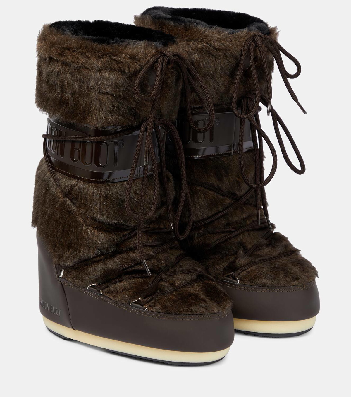 【Moon Boot】アイコン faux fur-trimmedスノーブーツ Icon faux fur-trimmed snow boots in white - Moon Boot