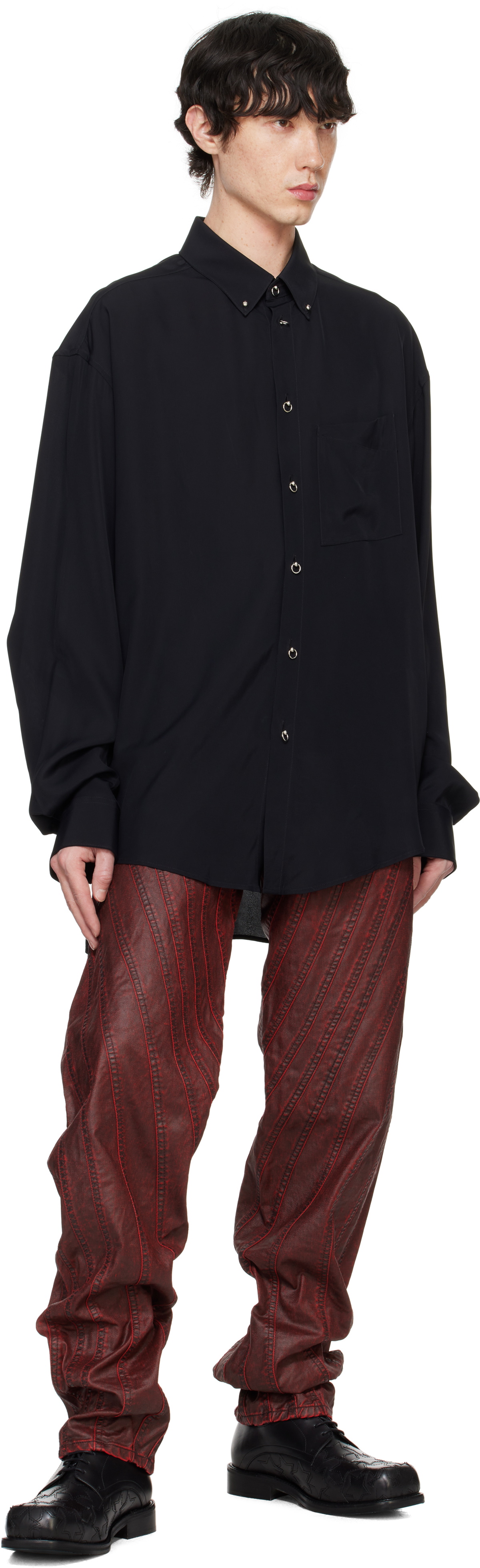 Mugler Black Fluid Piercing Shirt