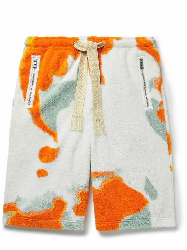 Photo: Loewe - Wide-Leg Printed Fleece Drawstring Shorts - Orange