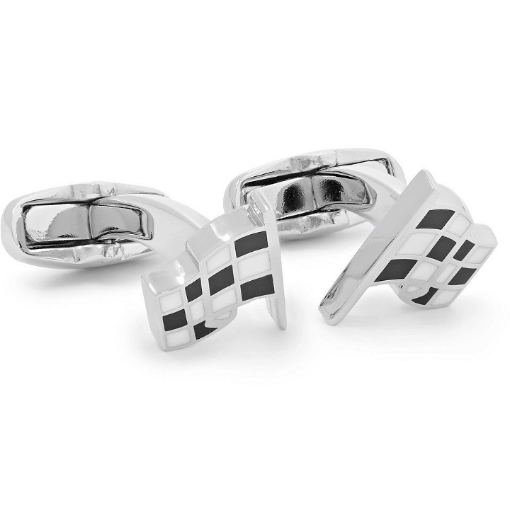 Photo: Paul Smith - Checked Flag Silver-Tone and Enamel Cufflinks - Men - Silver