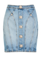 Balmain Panelled Stretch-denim Mini Skirt