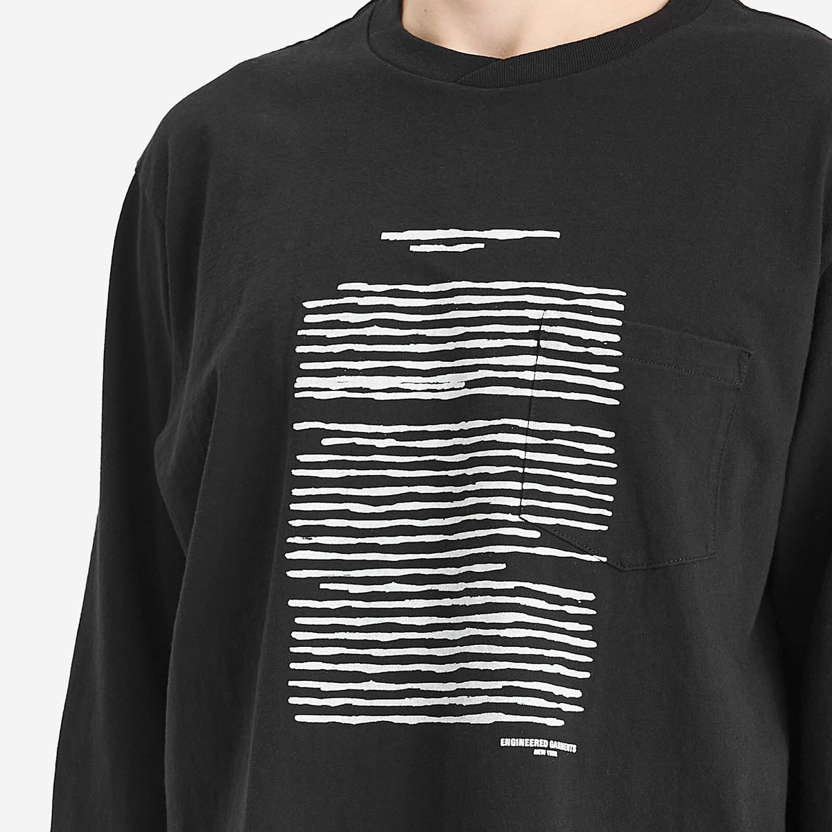 Engineered Garments Men's Printed Cross Long Sleeve T-Shirt in Black