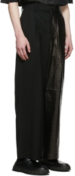 Feng Chen Wang Black Half Leather Trousers