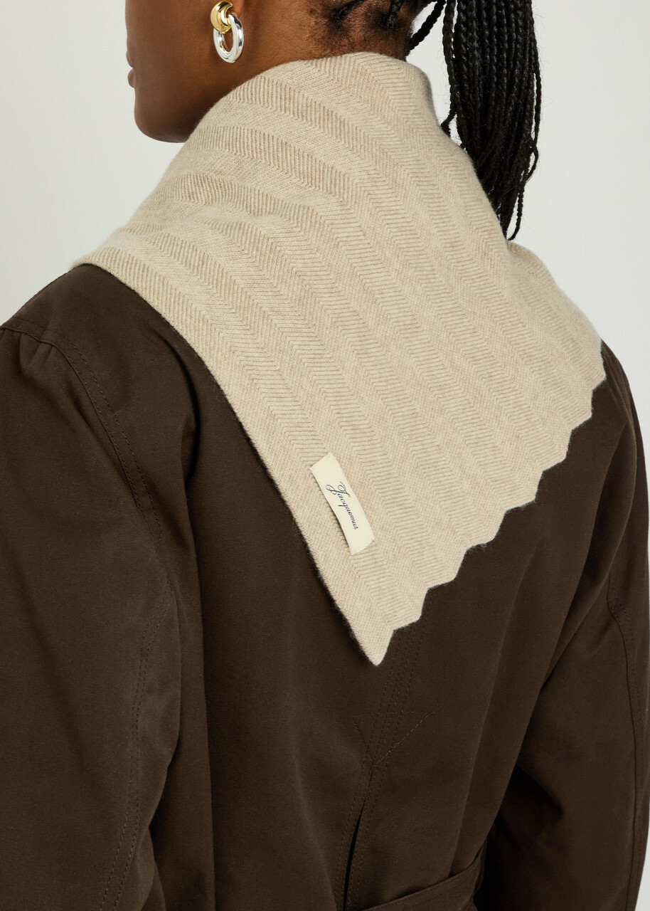 Jacquemus Le Chale Chevron Herringbone Wool and Cashmere-blend Scarf - Beige - One Size