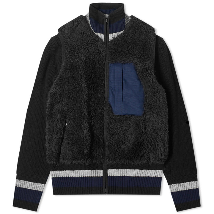 Photo: Sacai Faux Shearling Knit Jacket