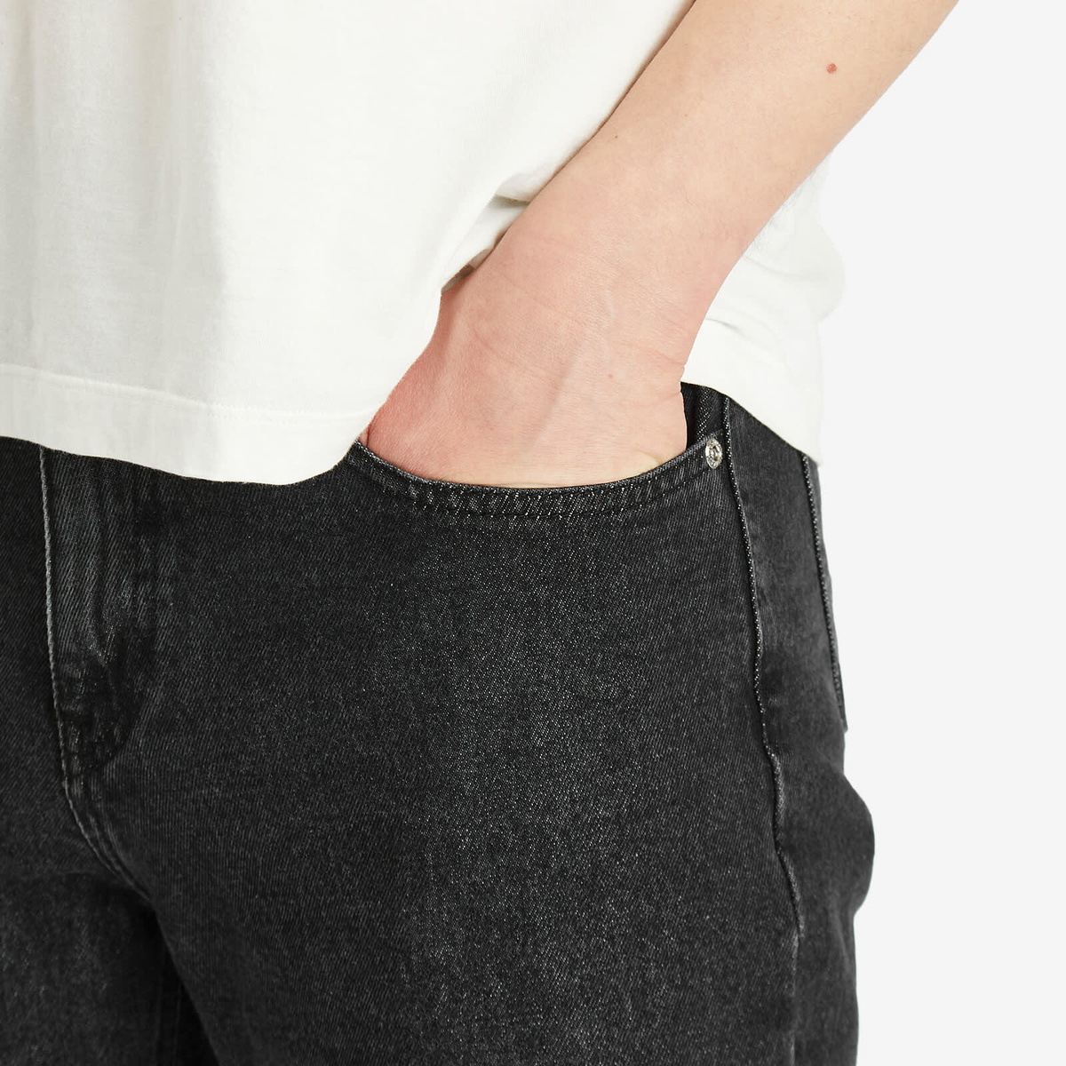 Second/Layer Men's Relaxed Baggy Washed Denim Jeans in Black Stone Wash