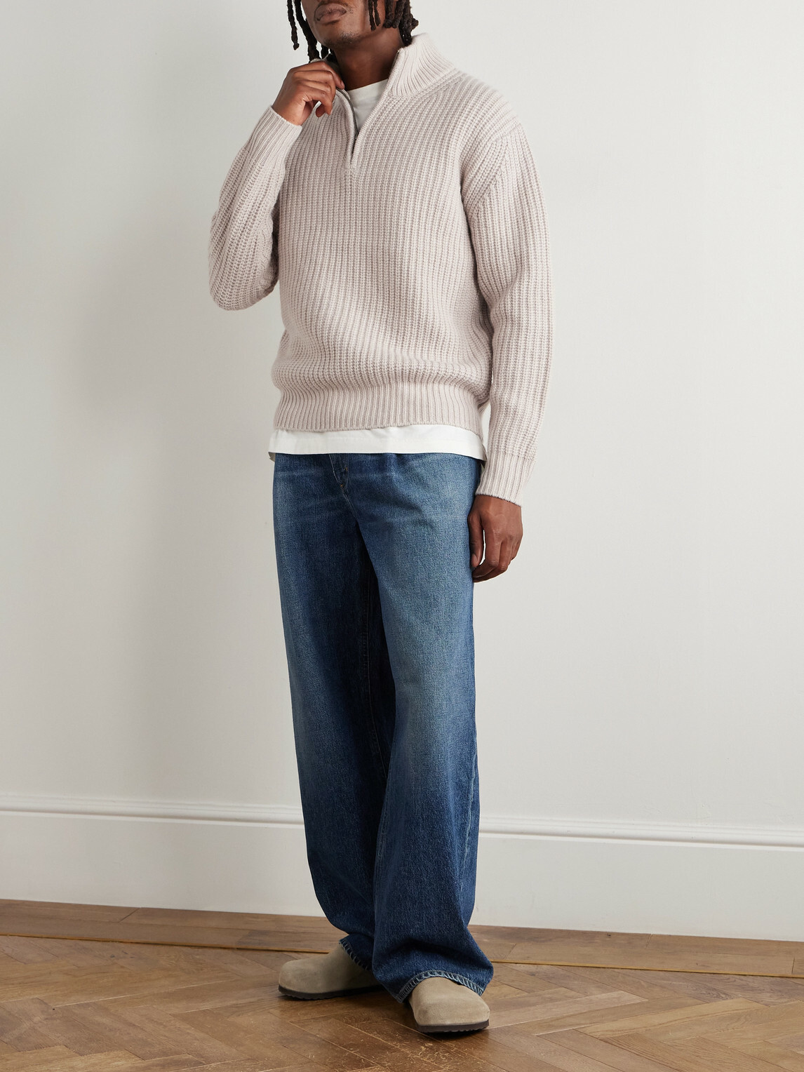 Hartford - Ribbed Wool Half-Zip Sweater - Neutrals