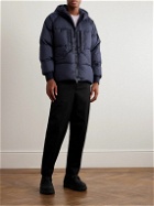 Stone Island - Garment-Dyed Quilted Crinkled-Shell Down Hooded Jacket - Blue