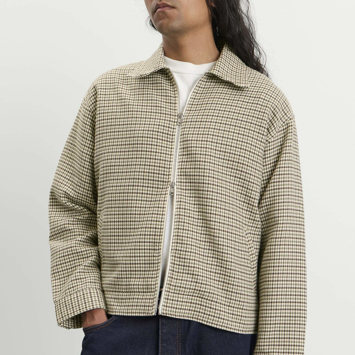 END. x Ronning Men's Casual Jacket in Dogtooth Green