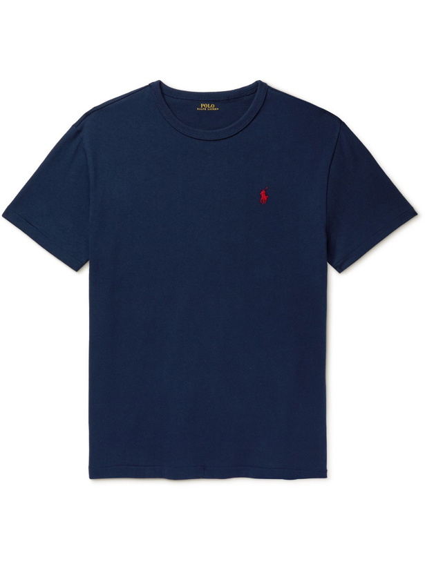 Photo: POLO RALPH LAUREN - Logo-Embroidered Cotton-Jersey T-Shirt - Blue