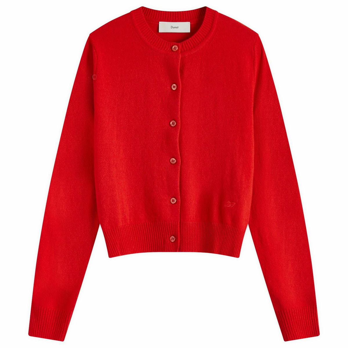 DUNST Women's Essential Crewneck Knit Cardigan in Red