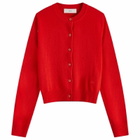 DUNST Women's Essential Crewneck Knit Cardigan in Red