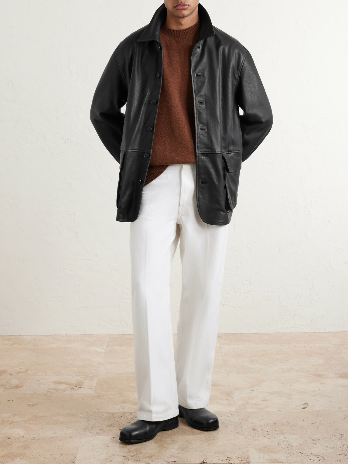 Auralee - Full-Grain Leather Jacket - Black