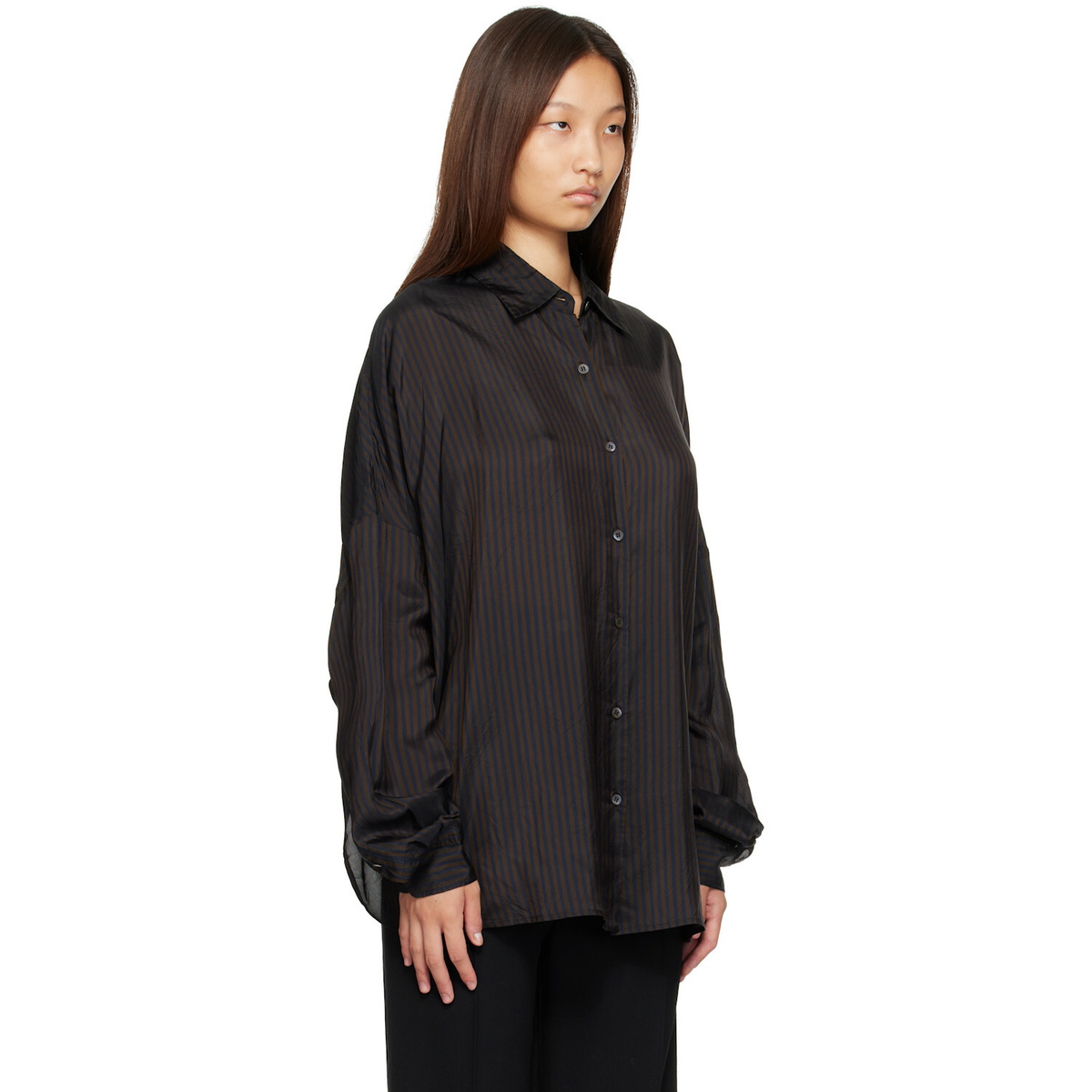 Dries Van Noten Brown Cupro Cocoon Shirt