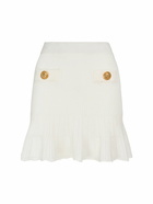 BALMAIN Pleated Viscose Knit Flared Mini Skirt