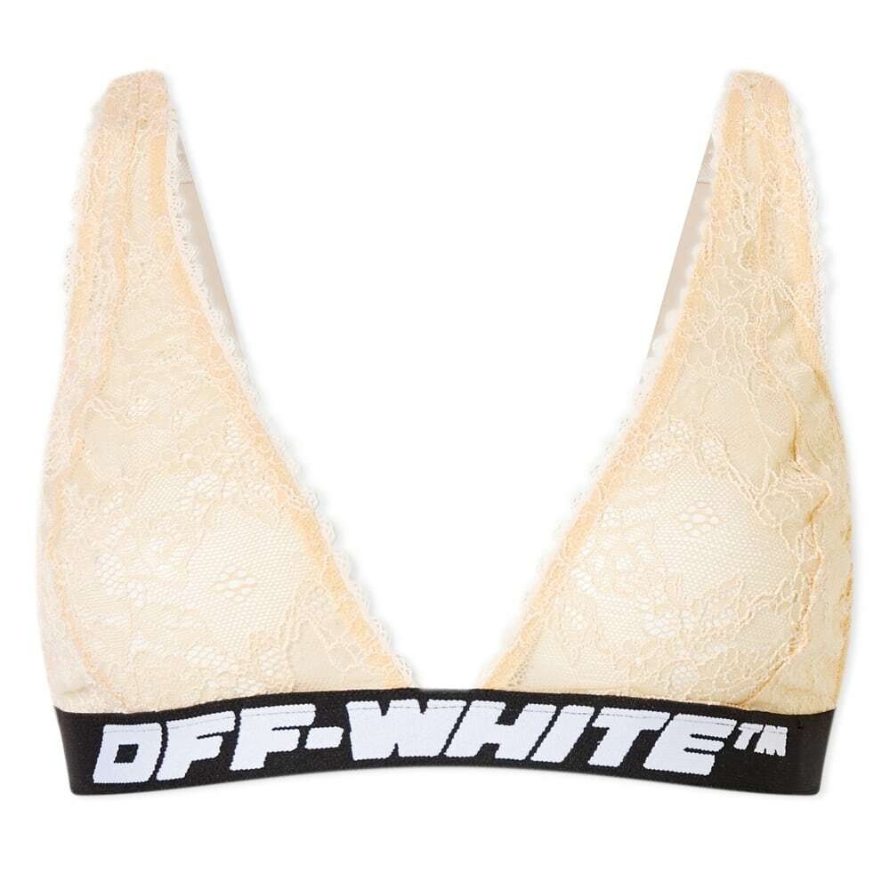 Off-White Women's Logo Band Lace Bra in Pink Off-White