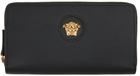 Versace Black 'La Medusa' Zip Around Wallet