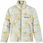 Palm Angels Men's Neon Palm Down Jacket in Off White