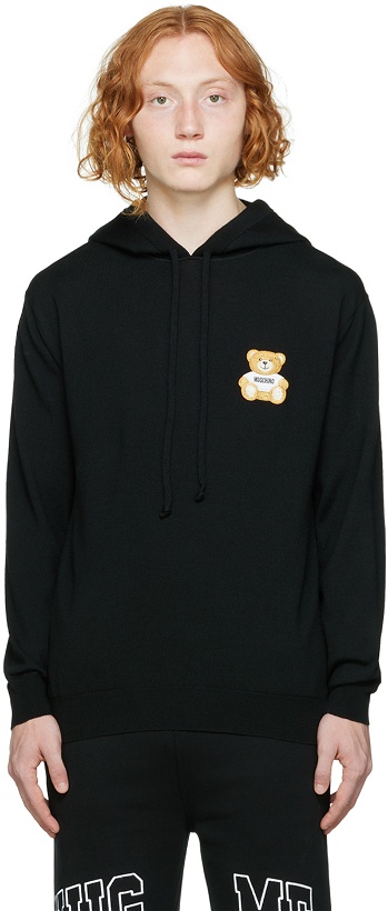 Photo: Moschino Black Embroidered Patch Hoodie