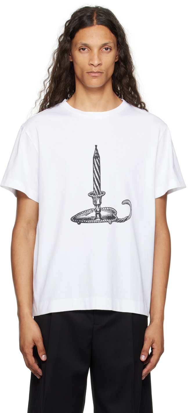 Simone Rocha White Candle Logo T-Shirt