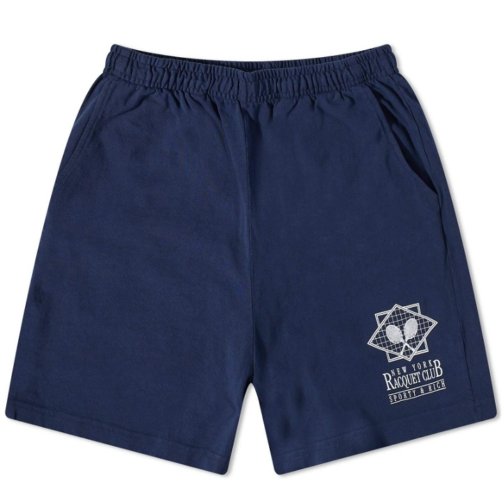 Photo: Sporty & Rich NY Racquet Club Gym Shorts in Navy/White