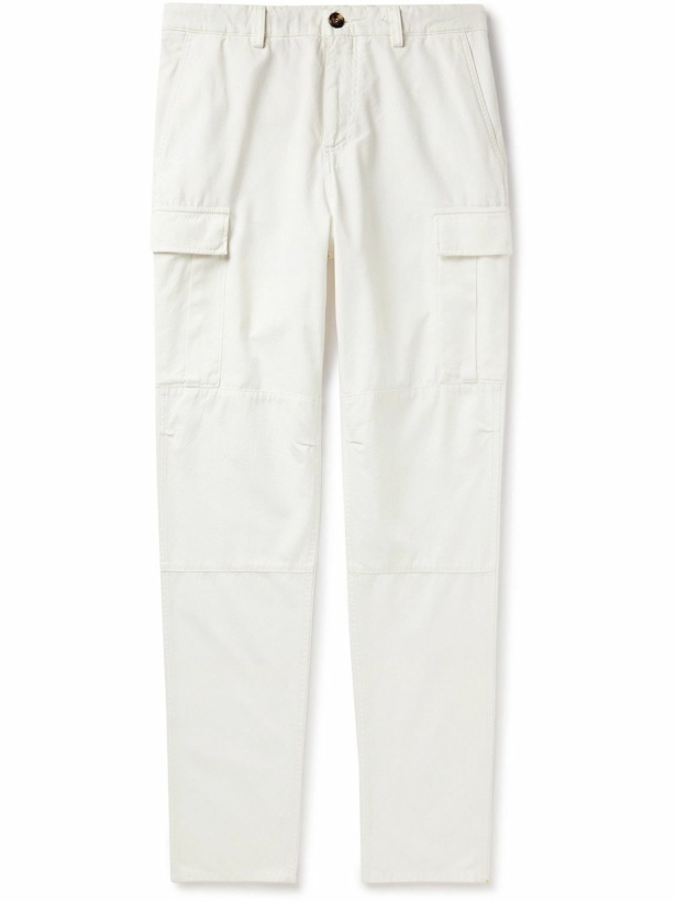 Photo: Brunello Cucinelli - Tapered Cotton-Gabardine Cargo Trousers - White