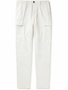 Brunello Cucinelli - Tapered Cotton-Gabardine Cargo Trousers - White