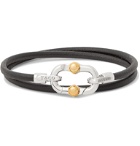 Tiffany & Co. - Tiffany 1837 Makers Leather, Sterling Silver and 18-Karat Gold Wrap Bracelet - Black