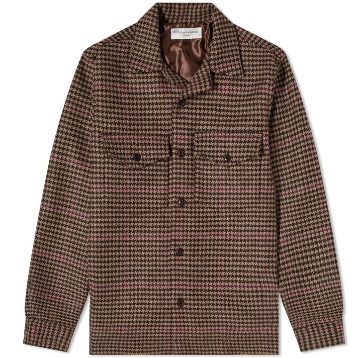 Photo: Officine Generale Jonas Houndstooth Wool Overshirt